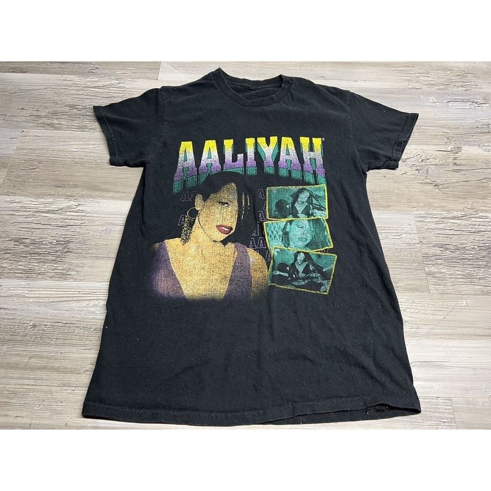 Retro Aaliyah T-Shirt Faded Tee Hip Hop R&B Rap Tee XS